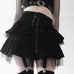 Gothic Lace-up Mesh Sexy Skirt