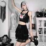 Gothic Lace-up Mesh Sexy Skirt